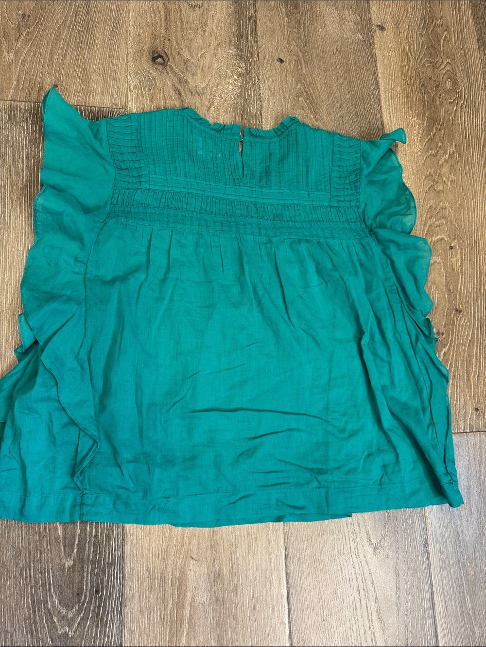 Teal Ruffled Pintuck Yoke Blouse AS0837 - Picture 3 of 6